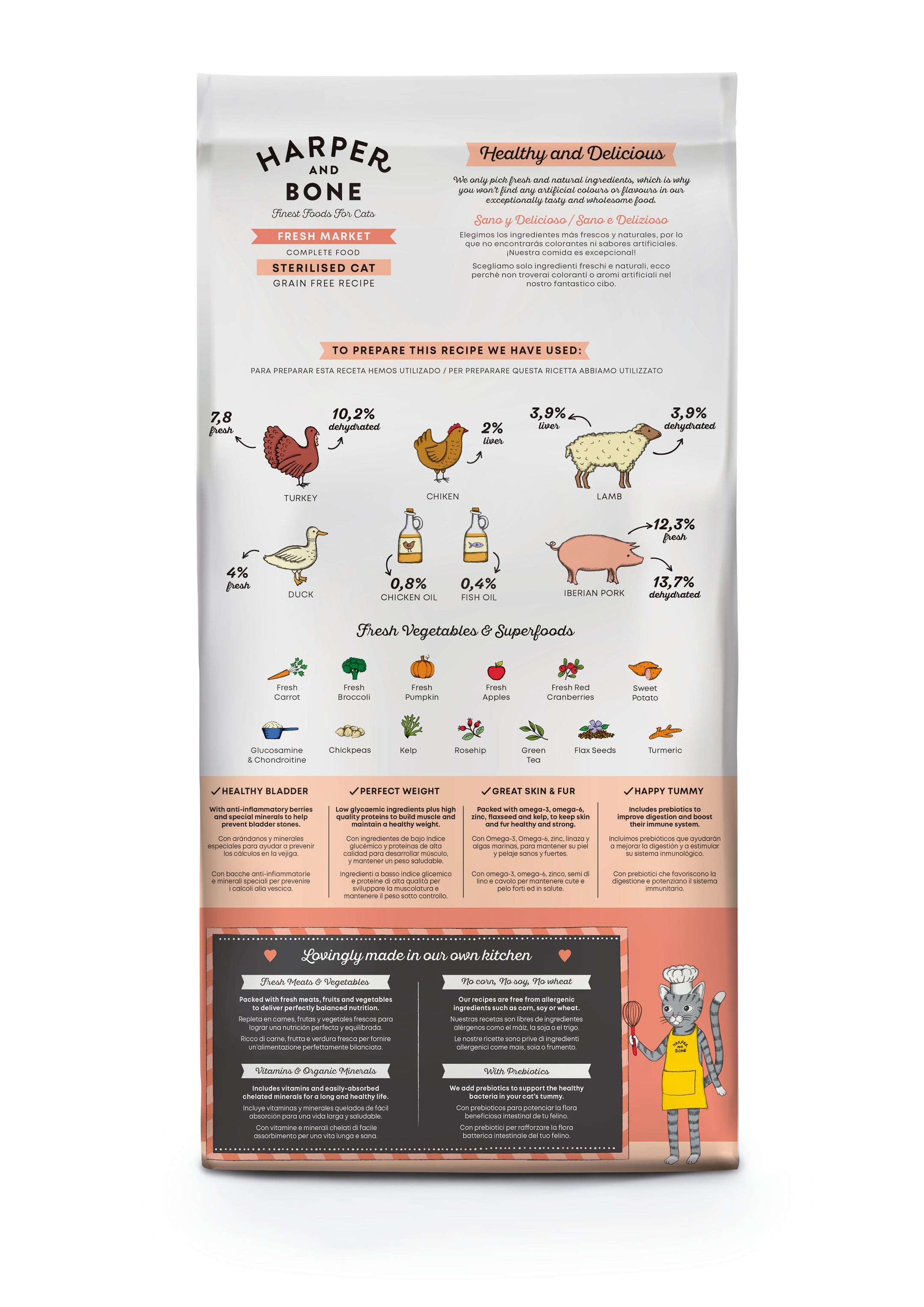 Sterilisierte Katze - Frischmarkt - Ente, Schwein, Lamm und Pute