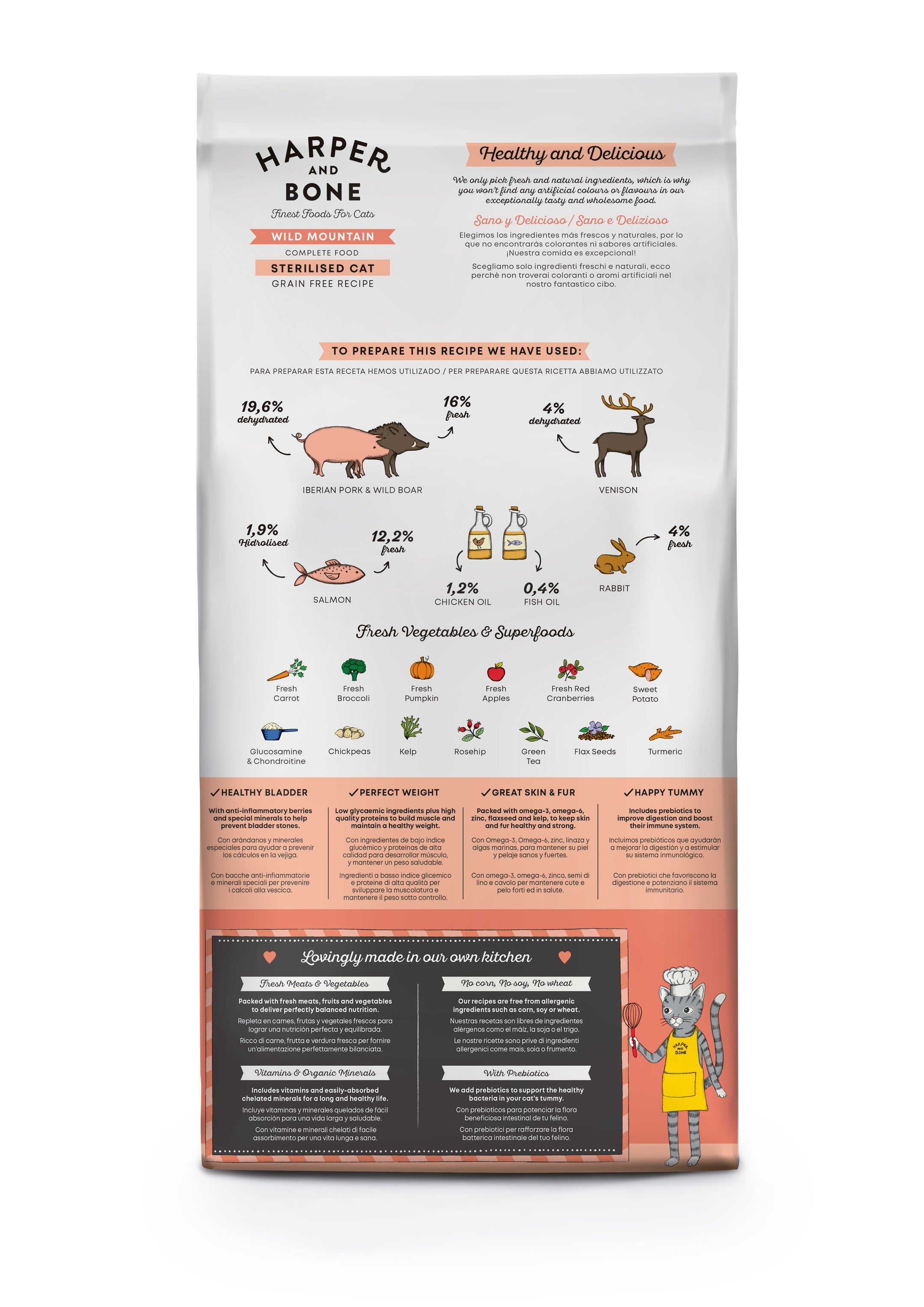 Sterilisierte Katze - Wild Mountain - Hirsch, Wildschwein, Schwein, Kaninchen und Lachs